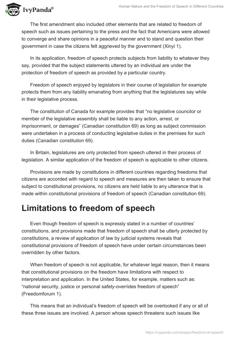 Human Nature and the Freedom of Speech in Different Countries. Page 3