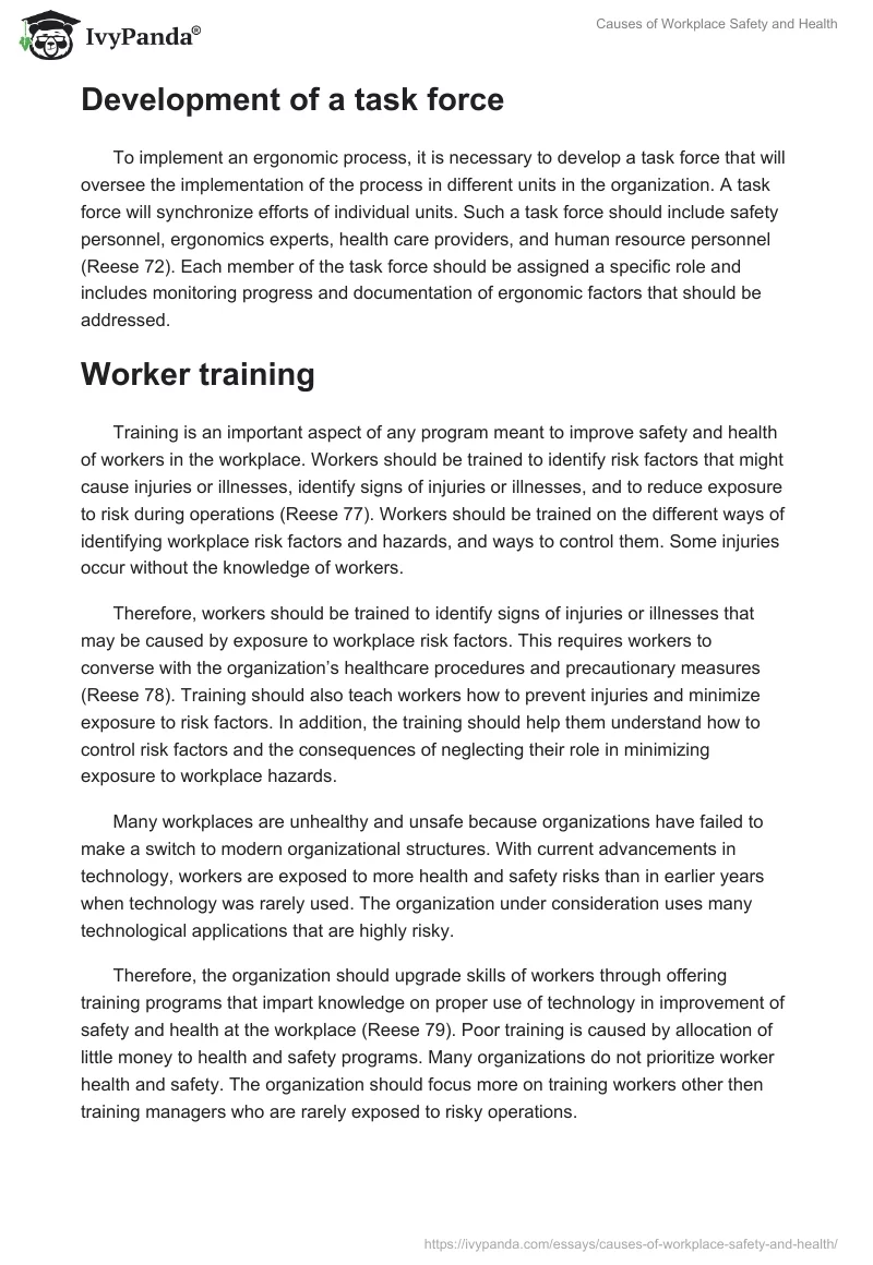 Causes of Workplace Safety and Health. Page 3