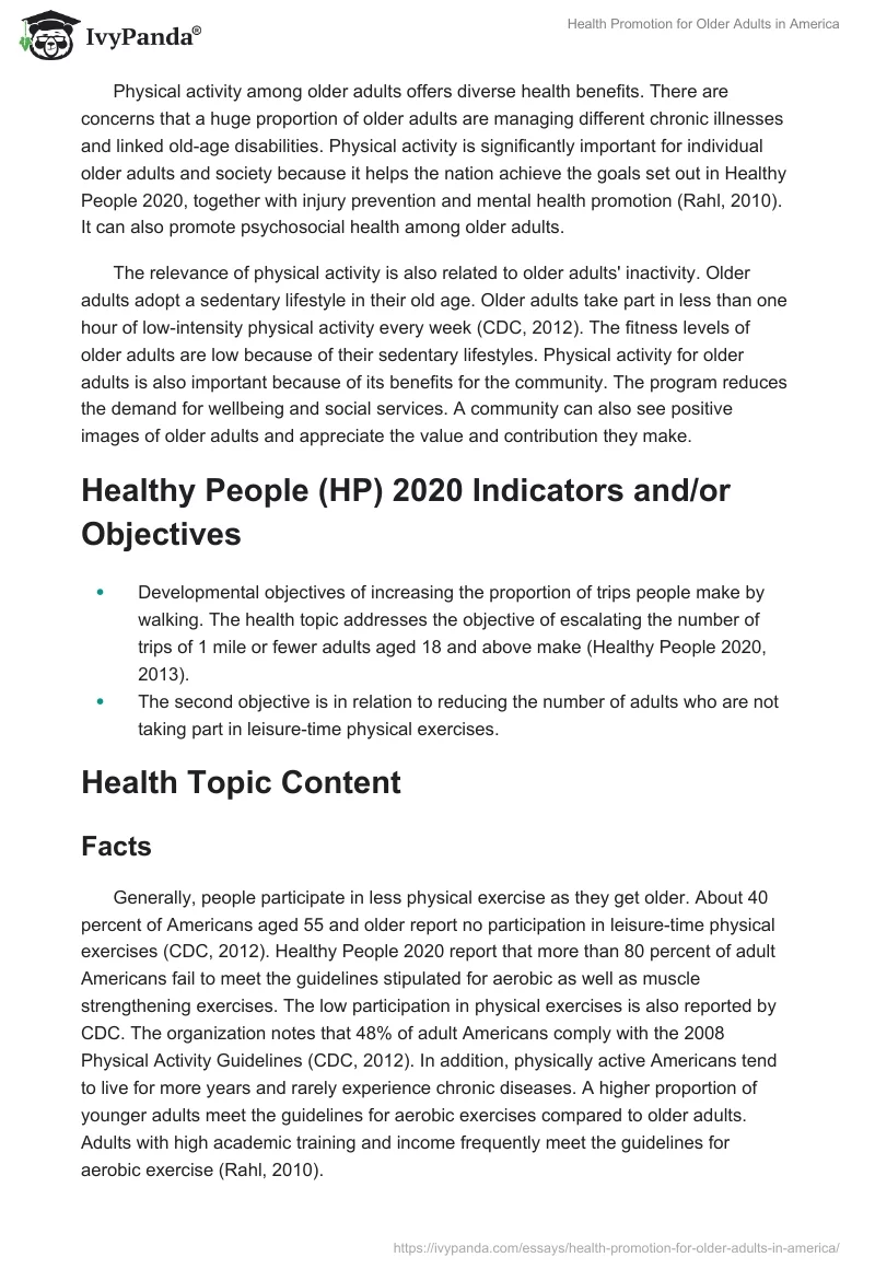 Health Promotion for Older Adults in America. Page 2
