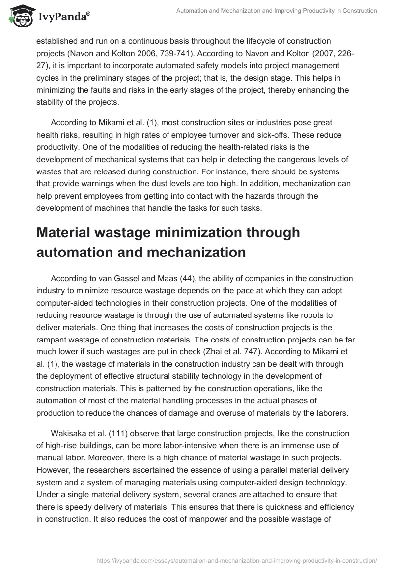 Automation and Mechanization and Improving Productivity in Construction. Page 2
