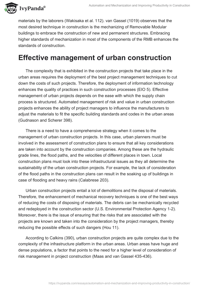 Automation and Mechanization and Improving Productivity in Construction. Page 3