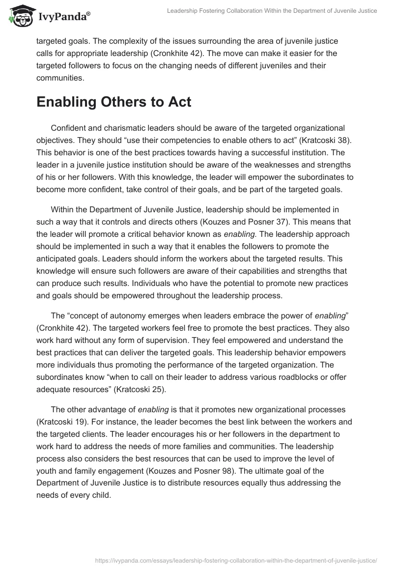 Leadership Fostering Collaboration Within the Department of Juvenile Justice. Page 2