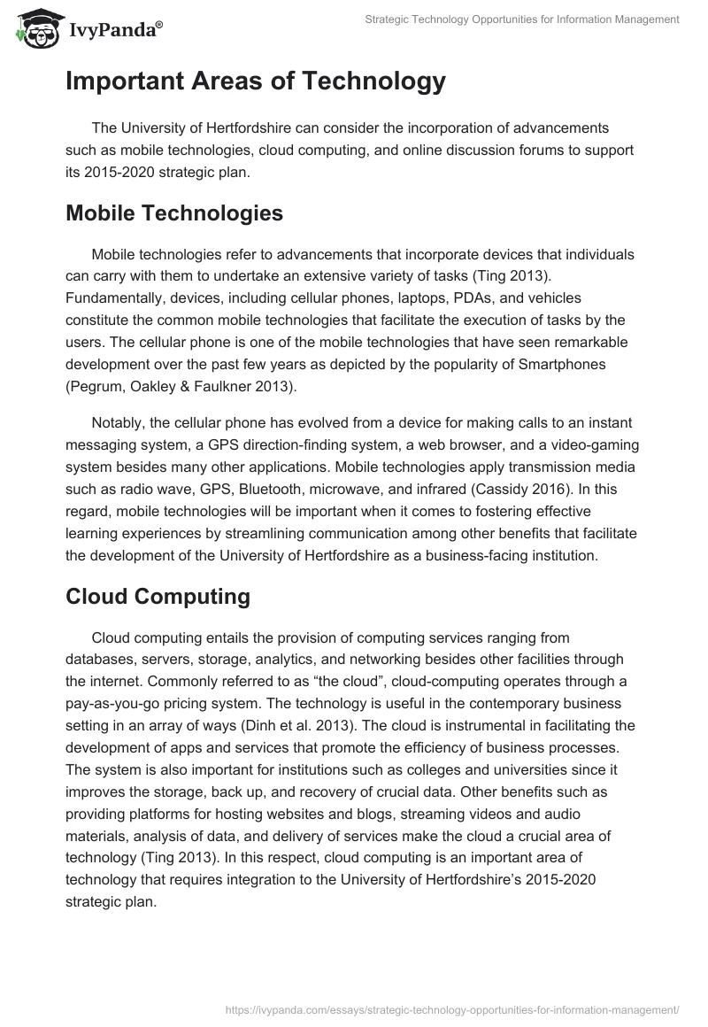 Strategic Technology Opportunities for Information Management. Page 2