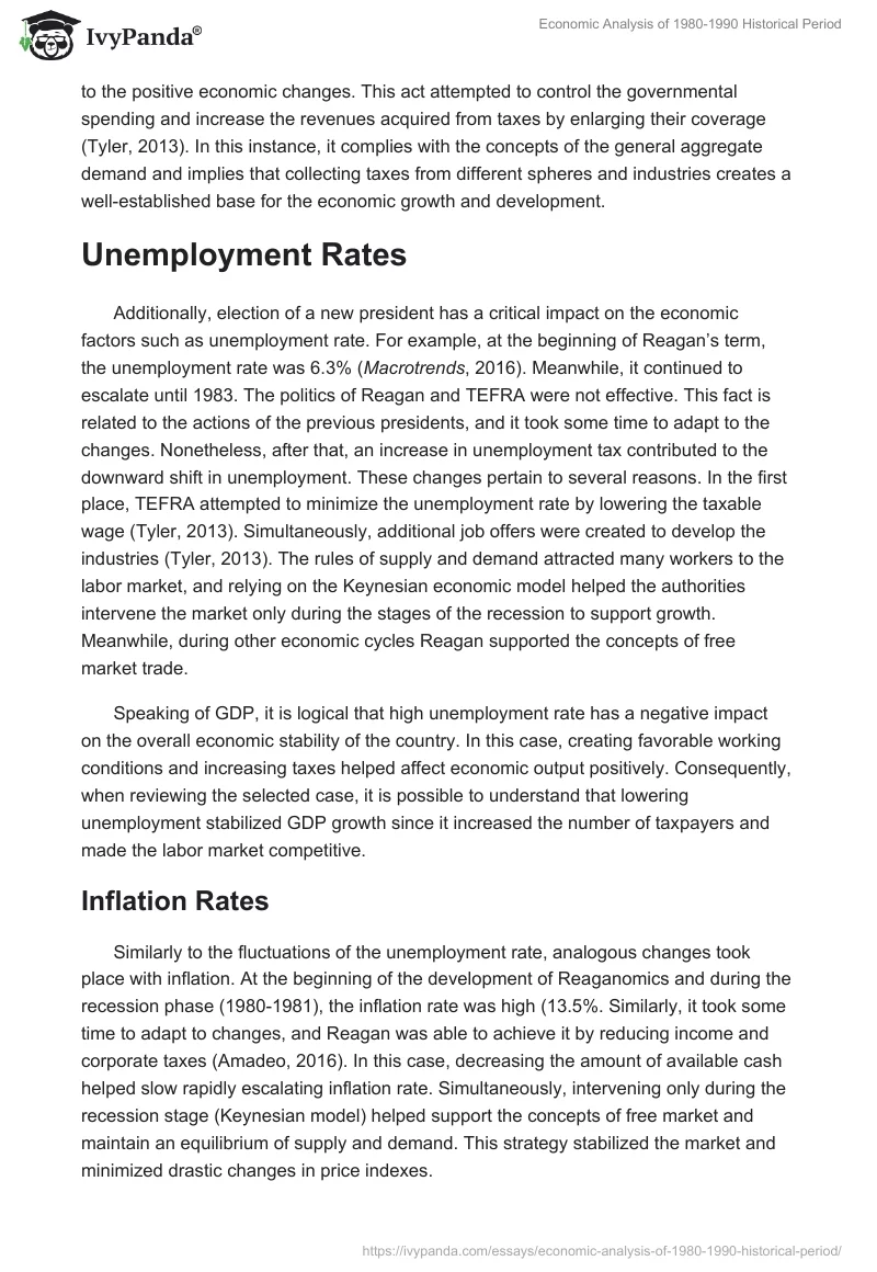 Economic Analysis of 1980-1990 Historical Period. Page 2