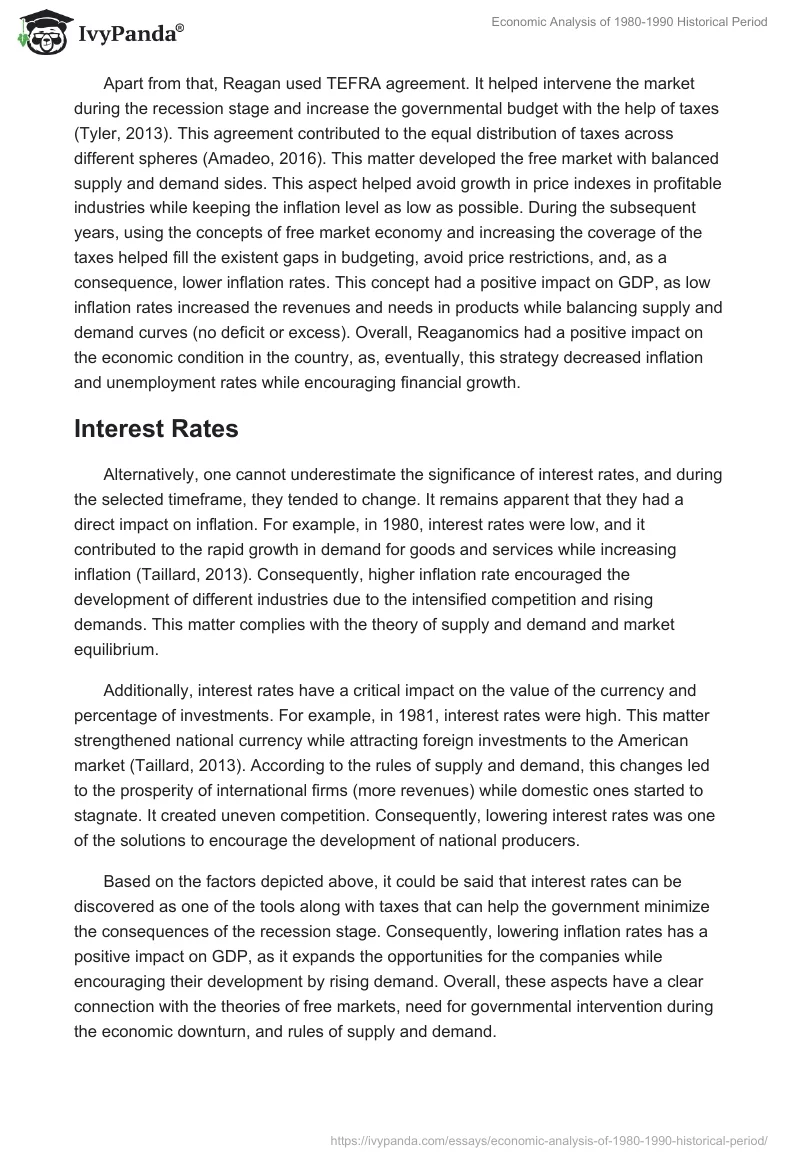 Economic Analysis of 1980-1990 Historical Period. Page 3