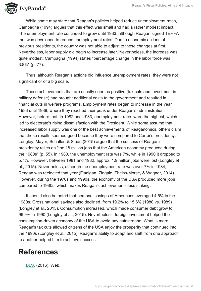 Reagan’s Fiscal Policies: Aims and Impacts. Page 3