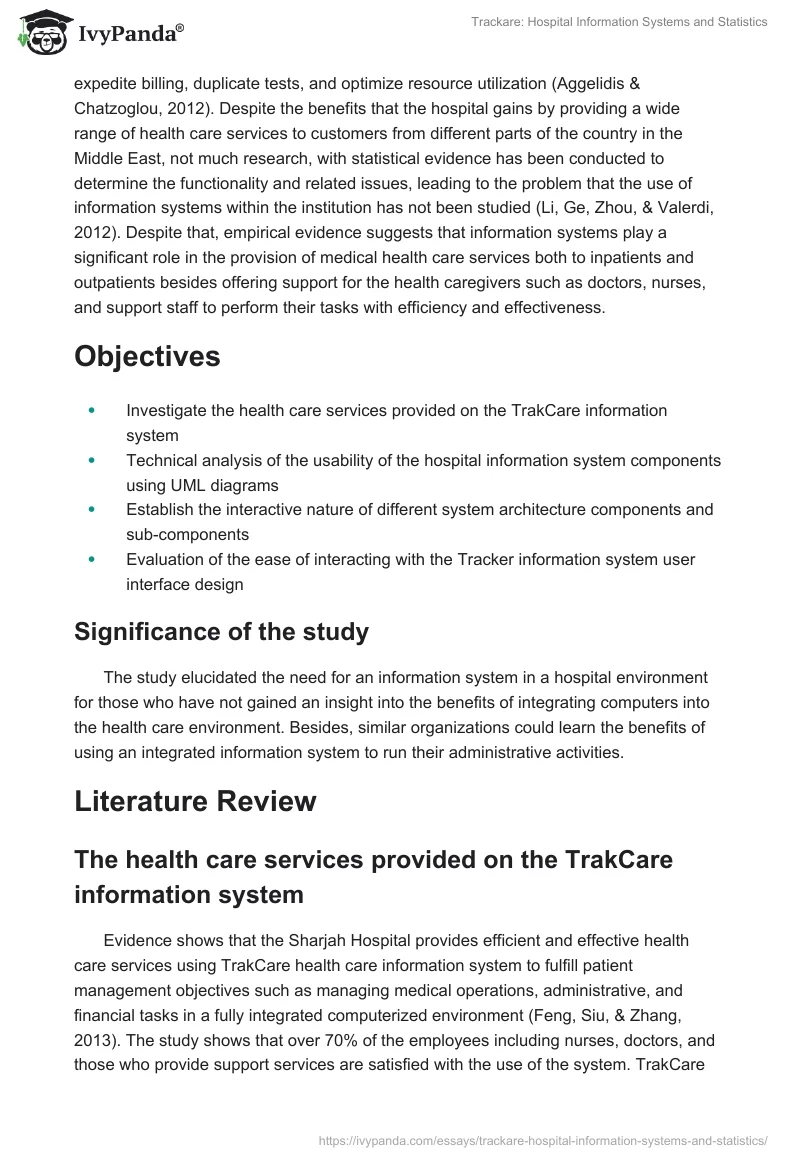 Trackare: Hospital Information Systems and Statistics. Page 2