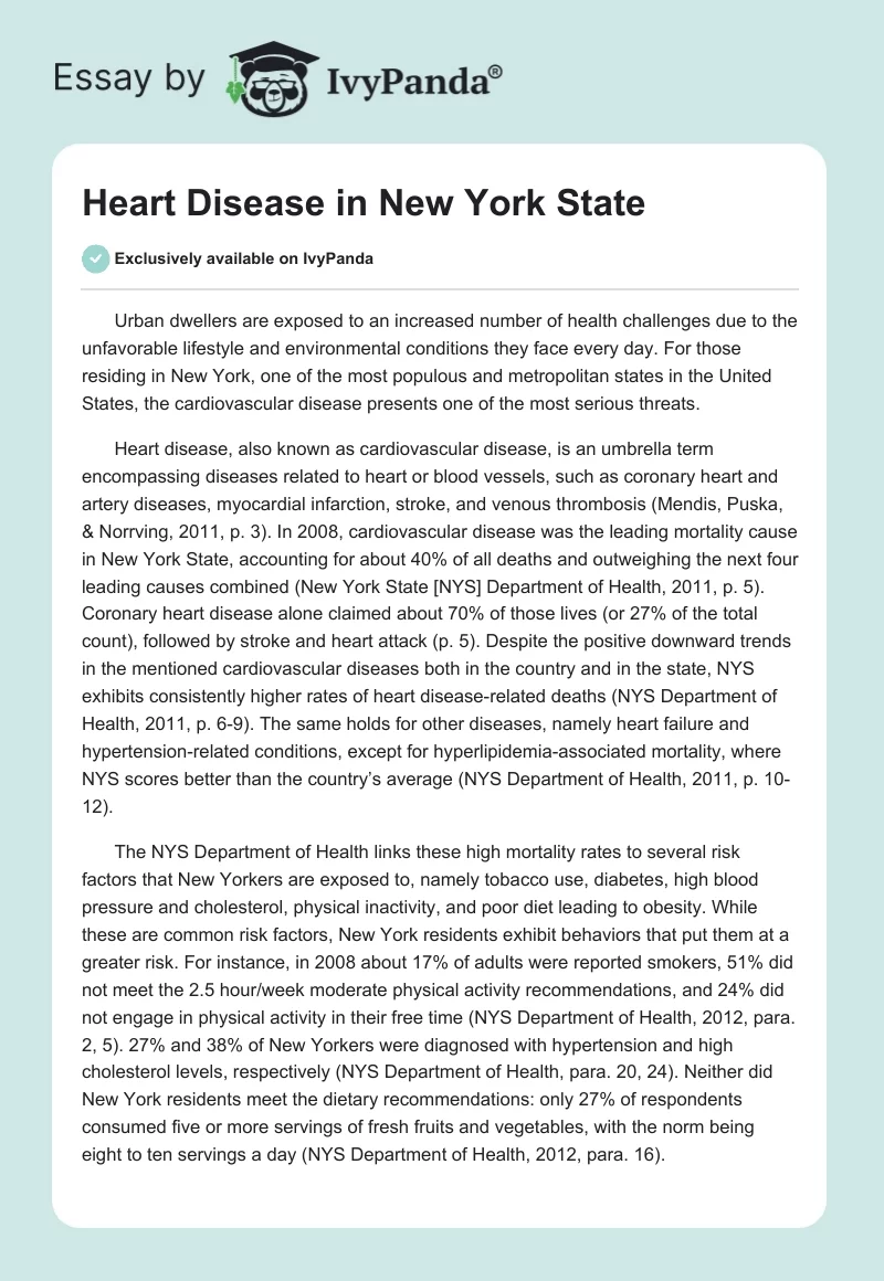 Heart Disease in New York State. Page 1