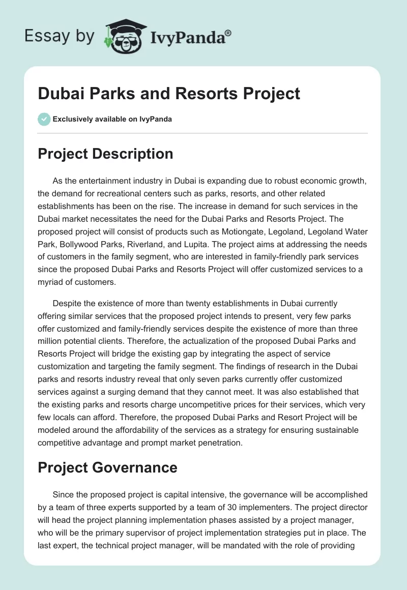 Dubai Parks and Resorts Project. Page 1