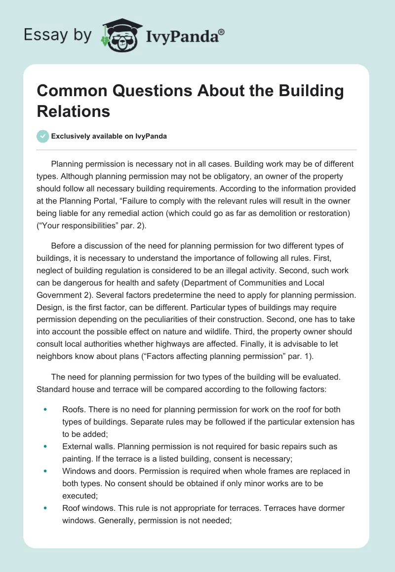 Common Questions About the Building Relations. Page 1
