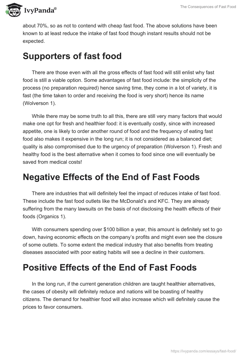 positive effects of fast food essay
