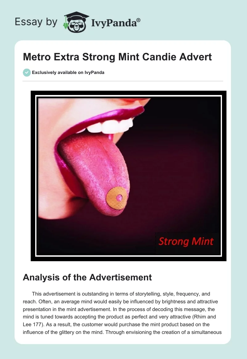 Metro Extra Strong Mint Candie Advert. Page 1