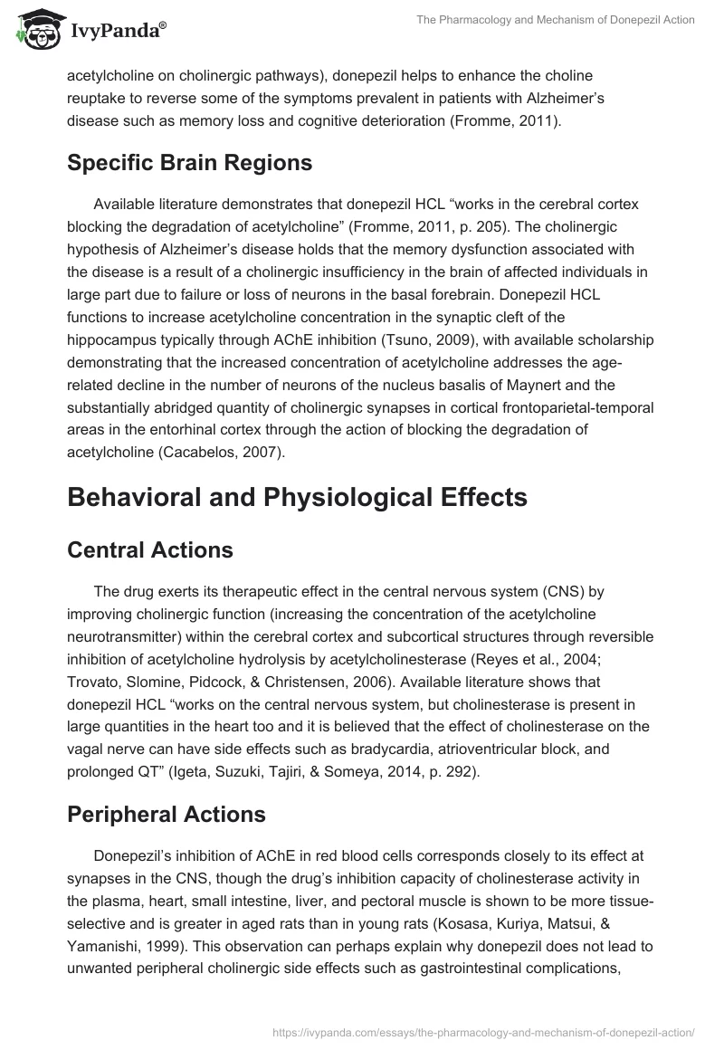 The Pharmacology and Mechanism of Donepezil Action. Page 3