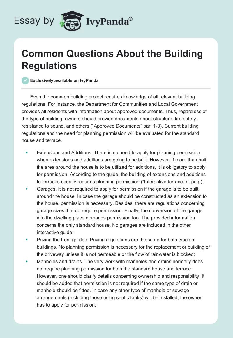 Common Questions About the Building Regulations. Page 1