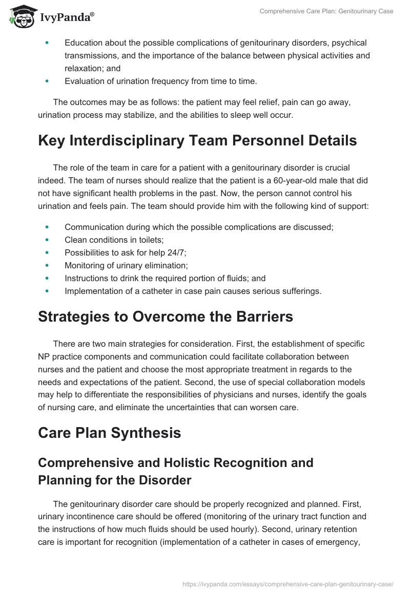 Comprehensive Care Plan: Genitourinary Case. Page 5