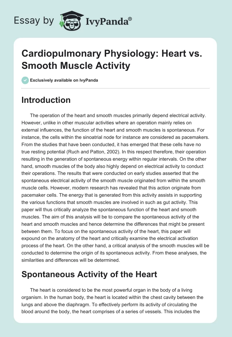 Cardiopulmonary Physiology: Heart vs. Smooth Muscle Activity. Page 1