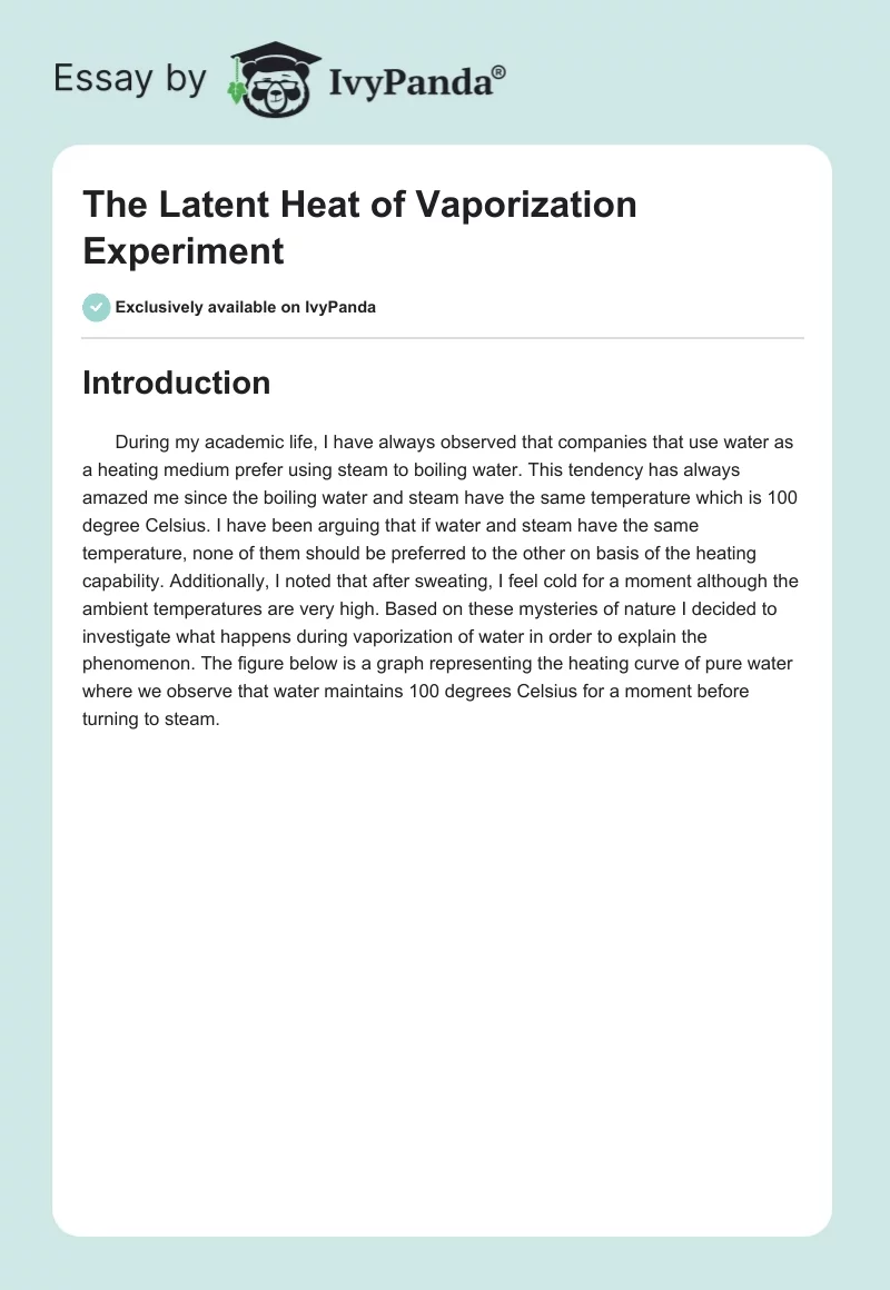 The Latent Heat of Vaporization Experiment. Page 1