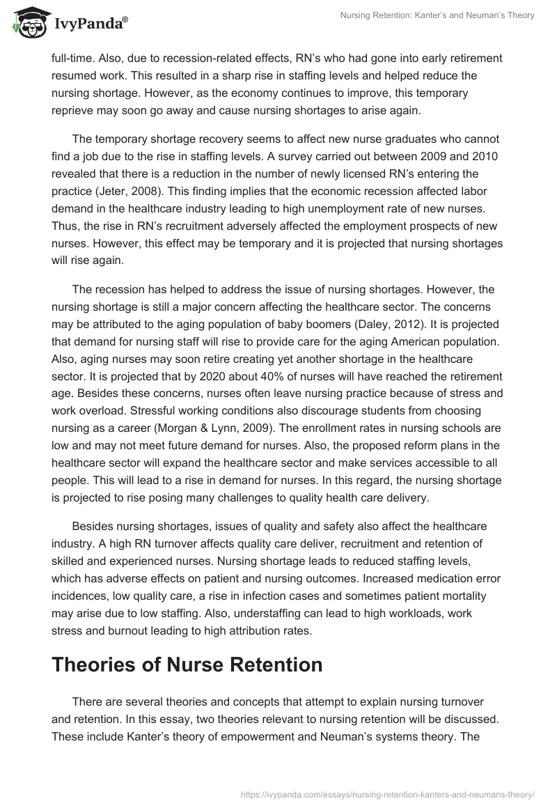 Nursing Retention: Kanter’s and Neuman’s Theory. Page 5