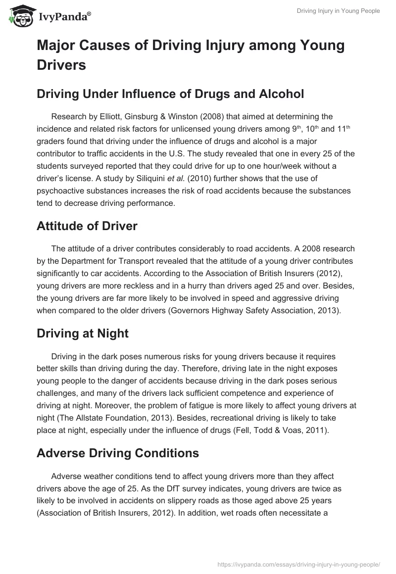 Driving Injury in Young People. Page 2