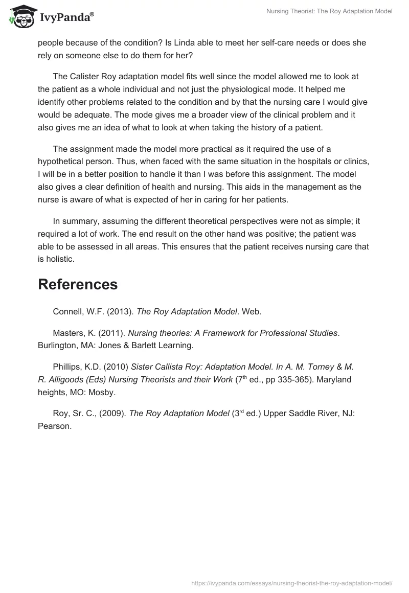 Nursing Theorist: The Roy Adaptation Model. Page 2