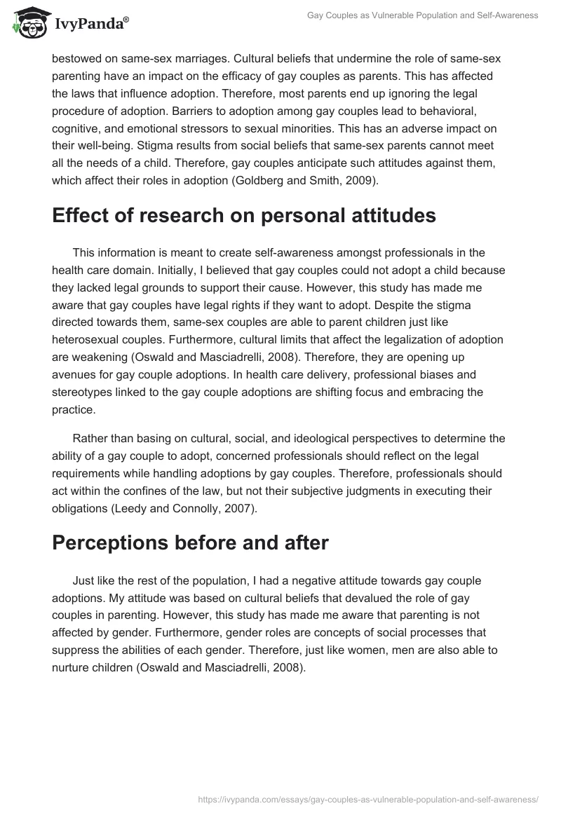 Gay Couples as Vulnerable Population and Self-Awareness. Page 2