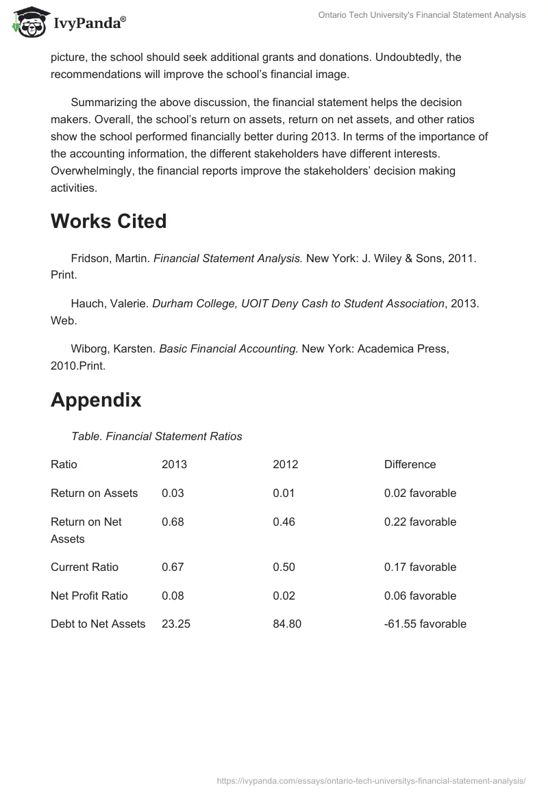 Ontario Tech University's Financial Statement Analysis. Page 3