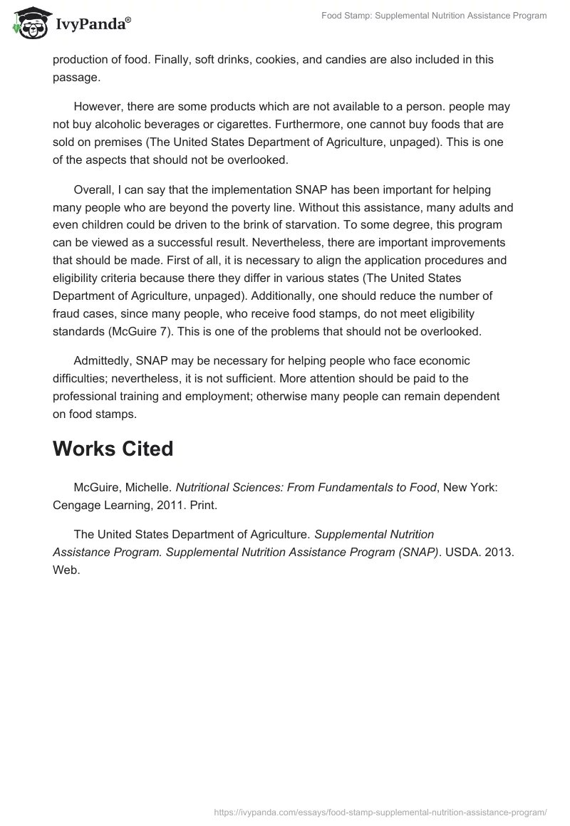 Food Stamp: Supplemental Nutrition Assistance Program. Page 2