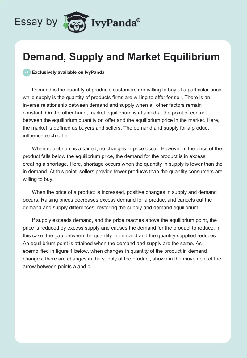 Demand, Supply and Market Equilibrium. Page 1