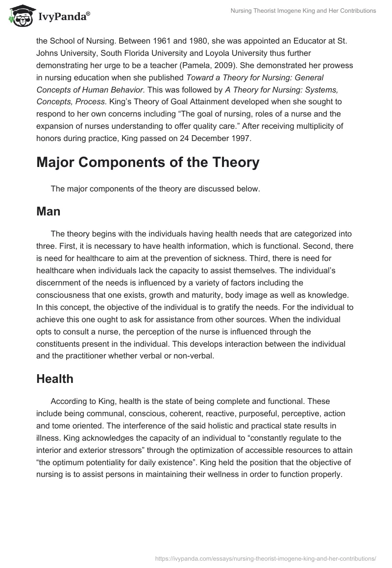 Nursing Theorist Imogene King and Her Contributions. Page 2