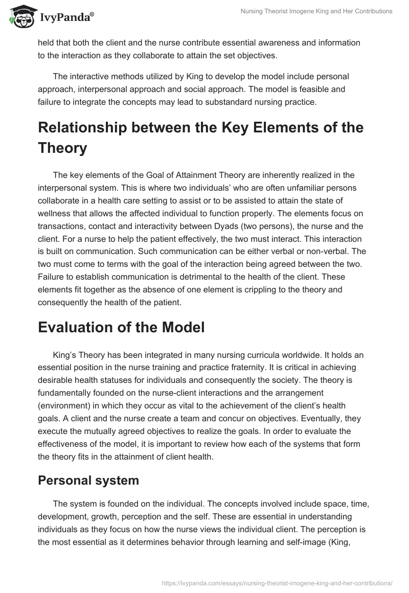 Nursing Theorist Imogene King and Her Contributions. Page 4