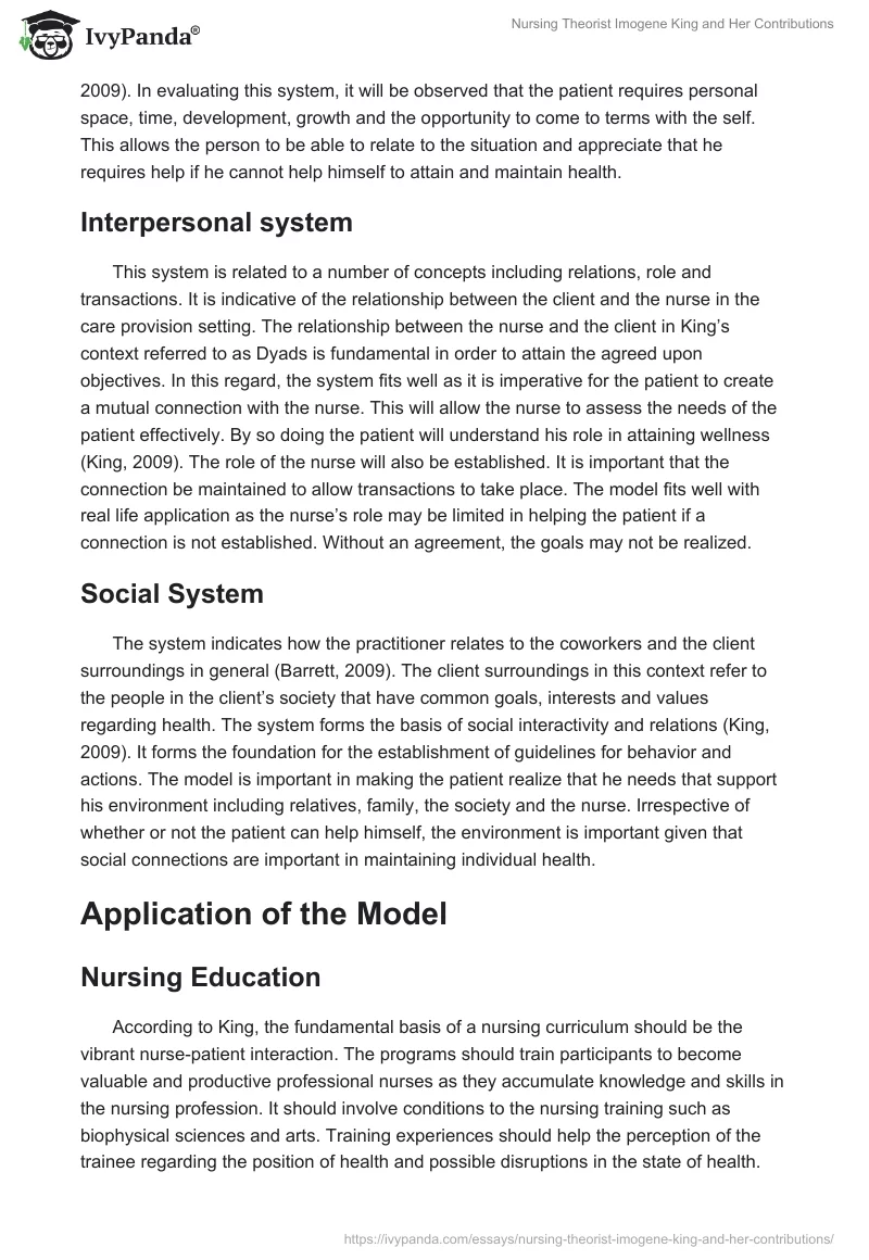 Nursing Theorist Imogene King and Her Contributions. Page 5