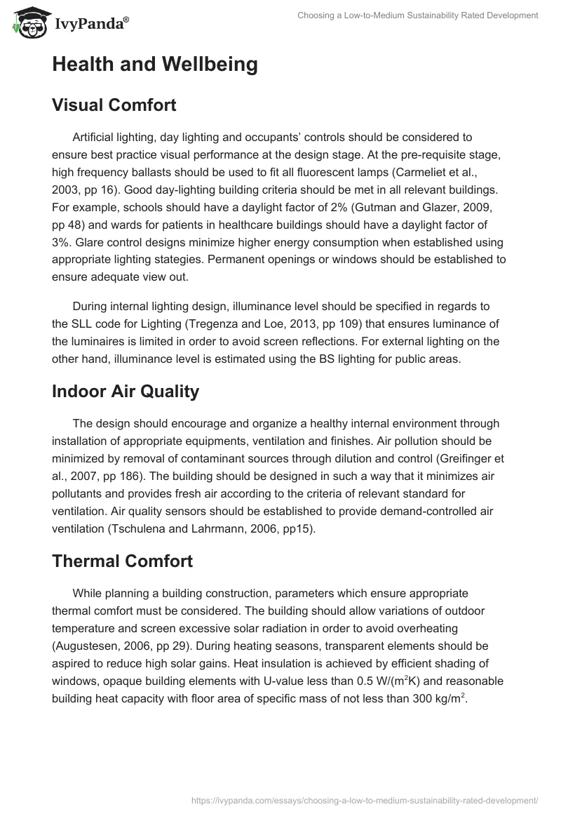 Choosing a Low-to-Medium Sustainability Rated Development. Page 5