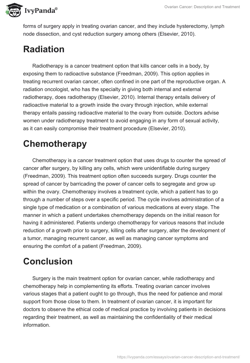 Ovarian Cancer: Description and Treatment. Page 2