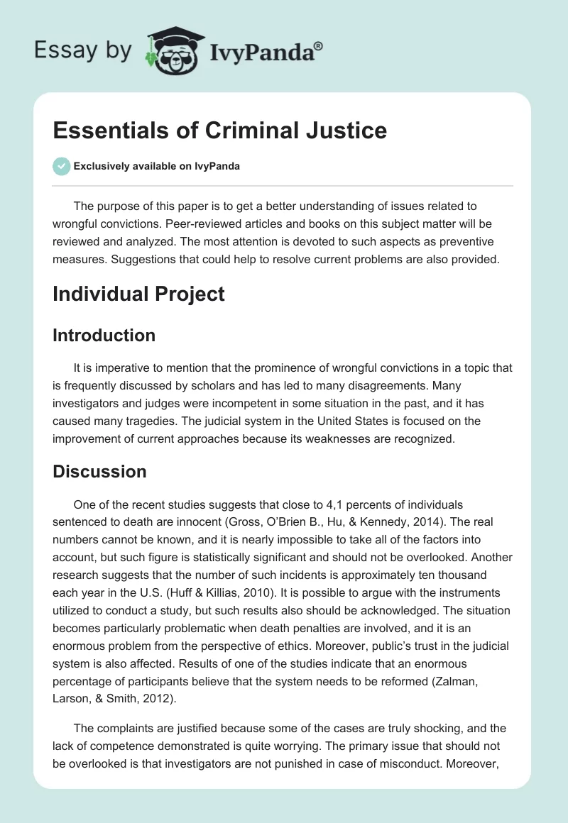 Essentials of Criminal Justice. Page 1