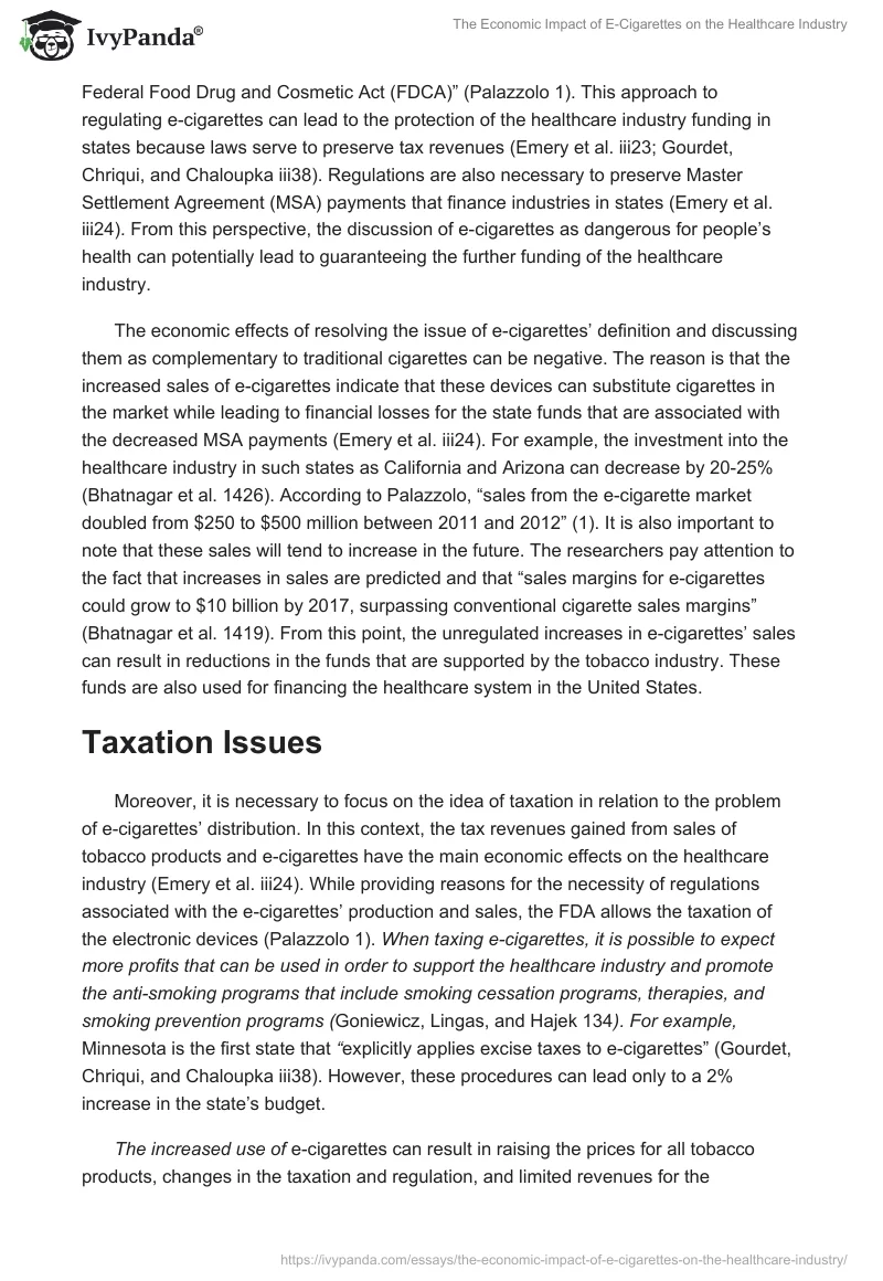 The Economic Impact of E-Cigarettes on the Healthcare Industry. Page 2