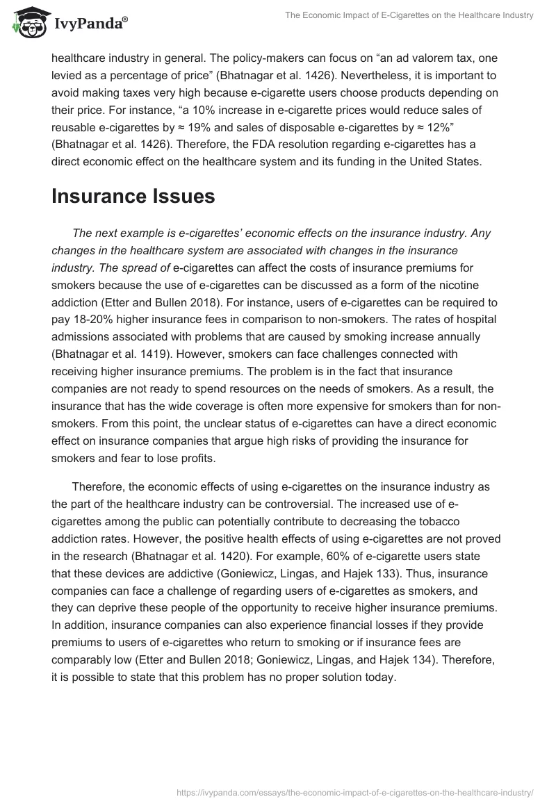 The Economic Impact of E-Cigarettes on the Healthcare Industry. Page 3