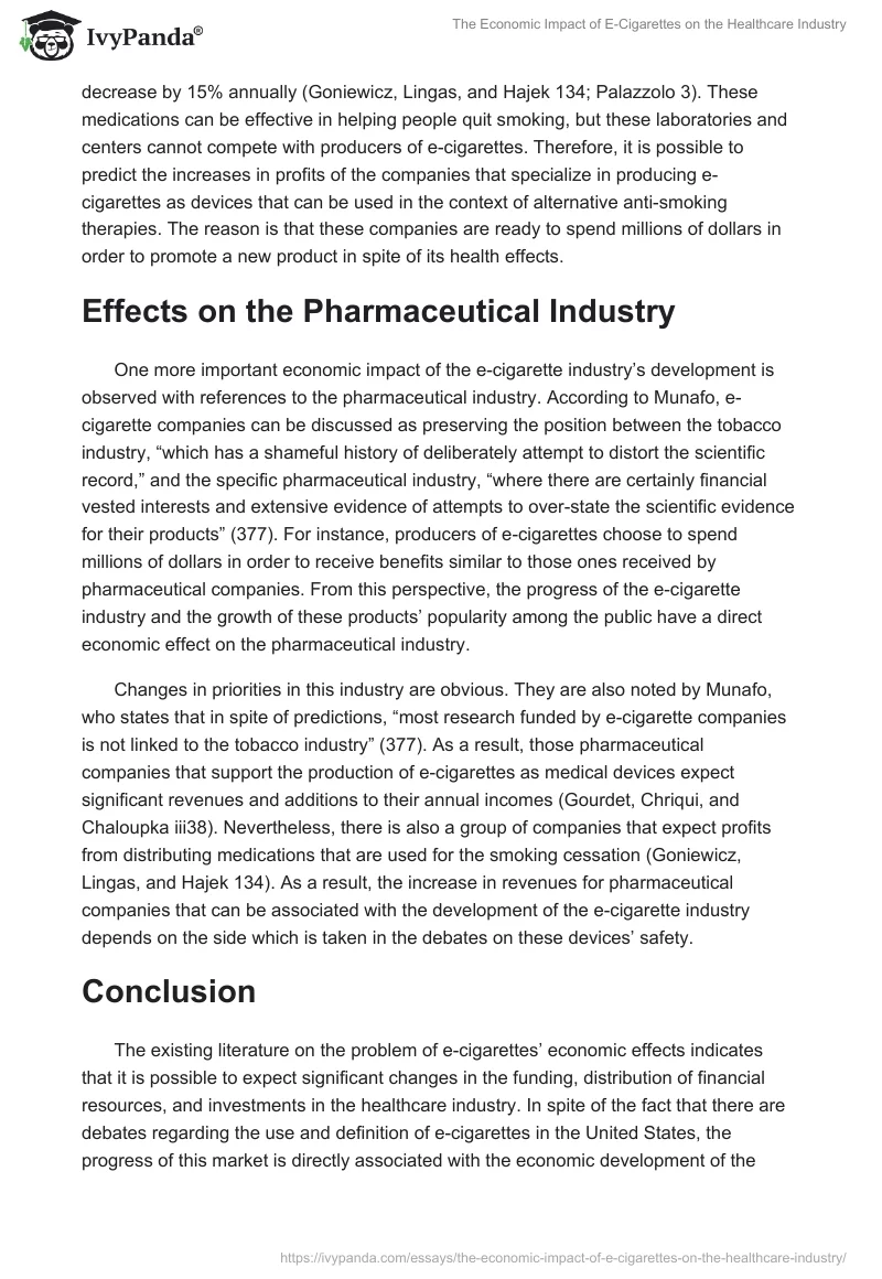 The Economic Impact of E-Cigarettes on the Healthcare Industry. Page 5