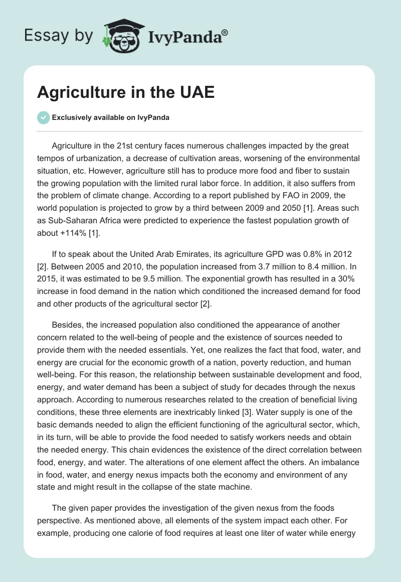Agriculture in the UAE. Page 1
