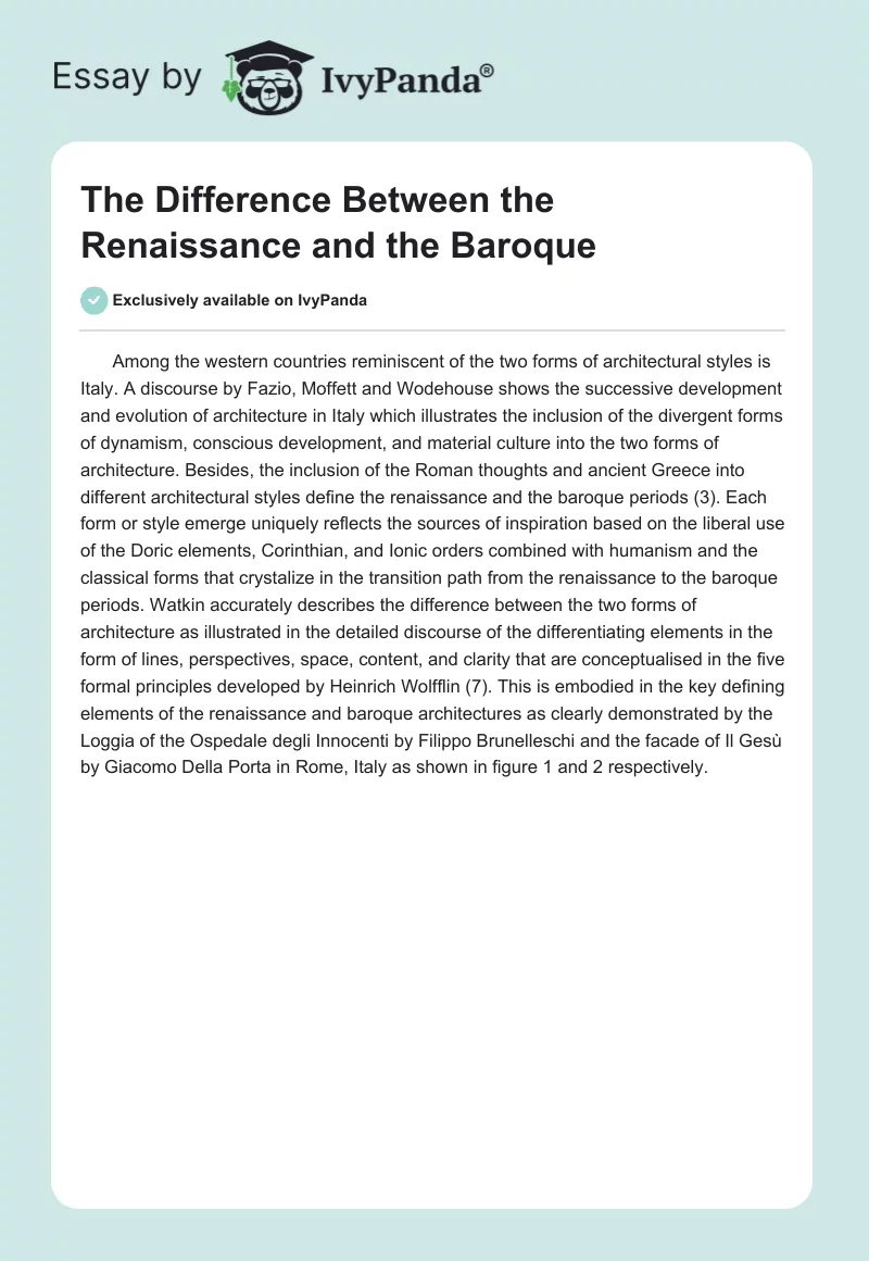 The Difference Between the Renaissance and the Baroque. Page 1