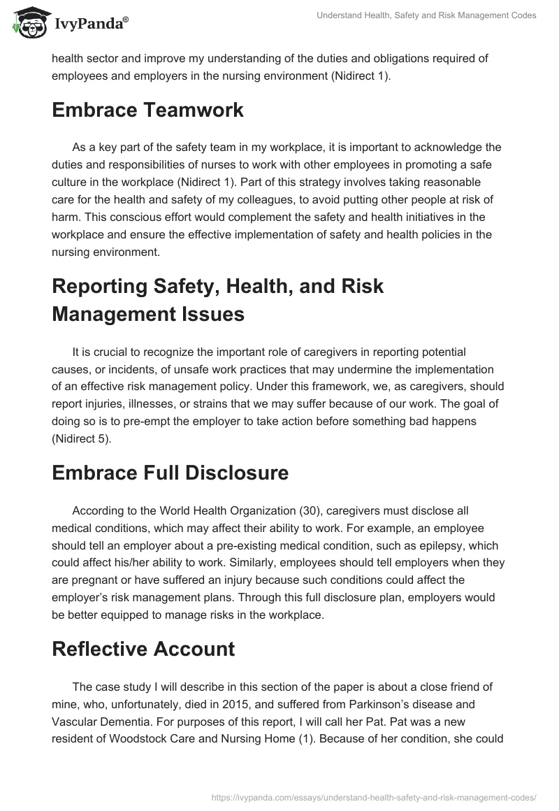 Understand Health, Safety and Risk Management Codes. Page 2