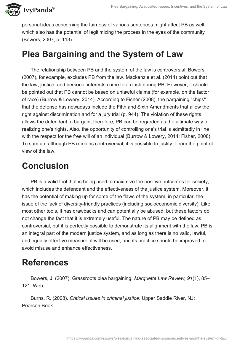 Plea Bargaining: Associated Issues, Incentives, and the System of Law. Page 3
