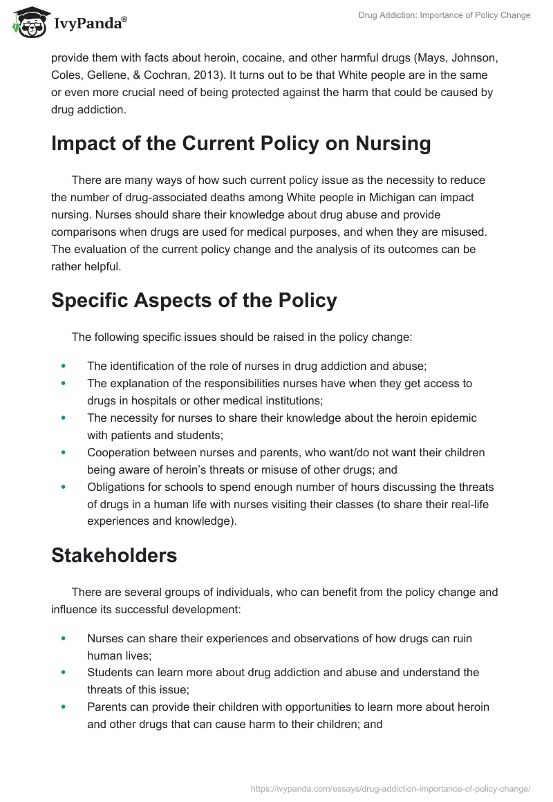 Drug Addiction: Importance of Policy Change. Page 3