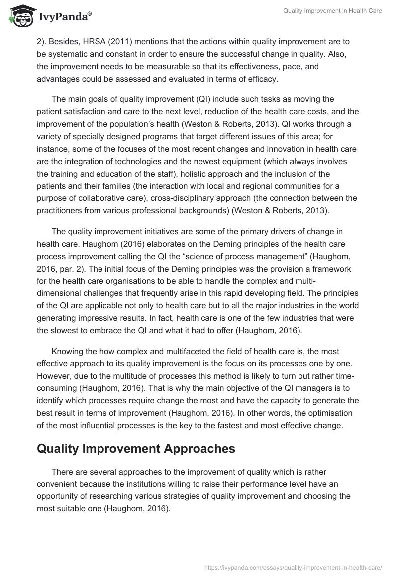 Quality Improvement in Health Care. Page 2