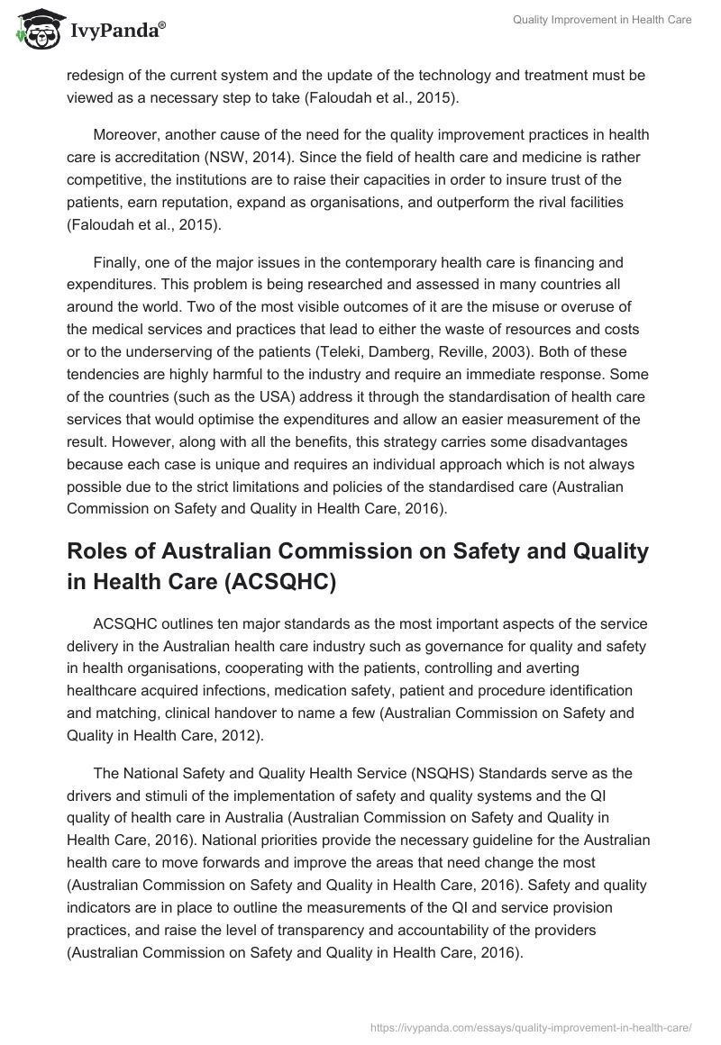Quality Improvement in Health Care. Page 5
