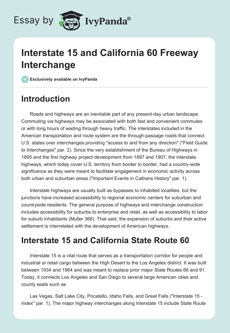 Interstate 15 and California 60 Freeway Interchange. Page 1