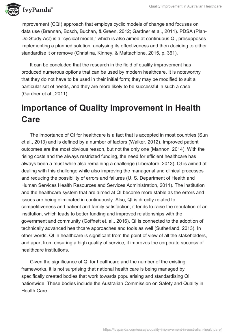 Quality Improvement in Australian Healthcare. Page 3