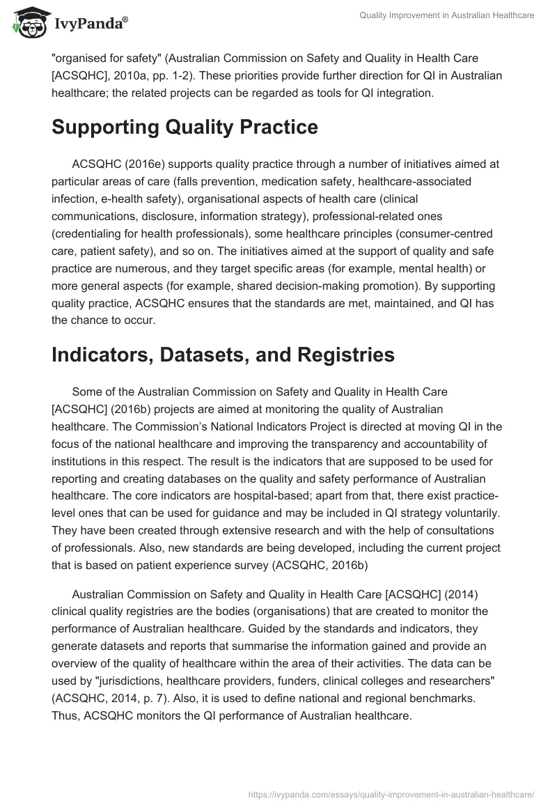 Quality Improvement in Australian Healthcare. Page 5