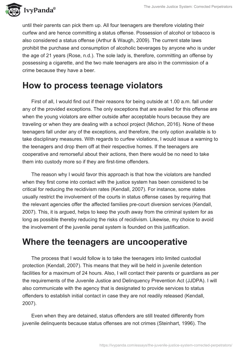 The Juvenile Justice System: Corrected Perpetrators. Page 2