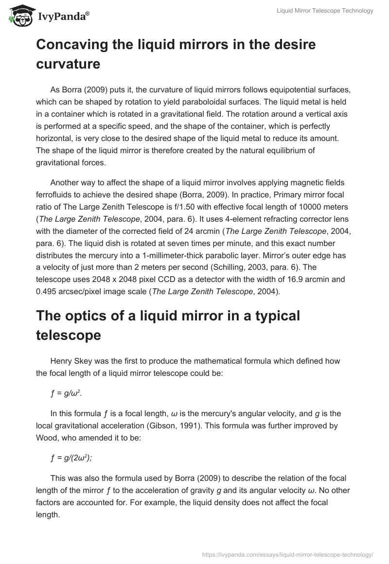 Liquid Mirror Telescope Technology. Page 3