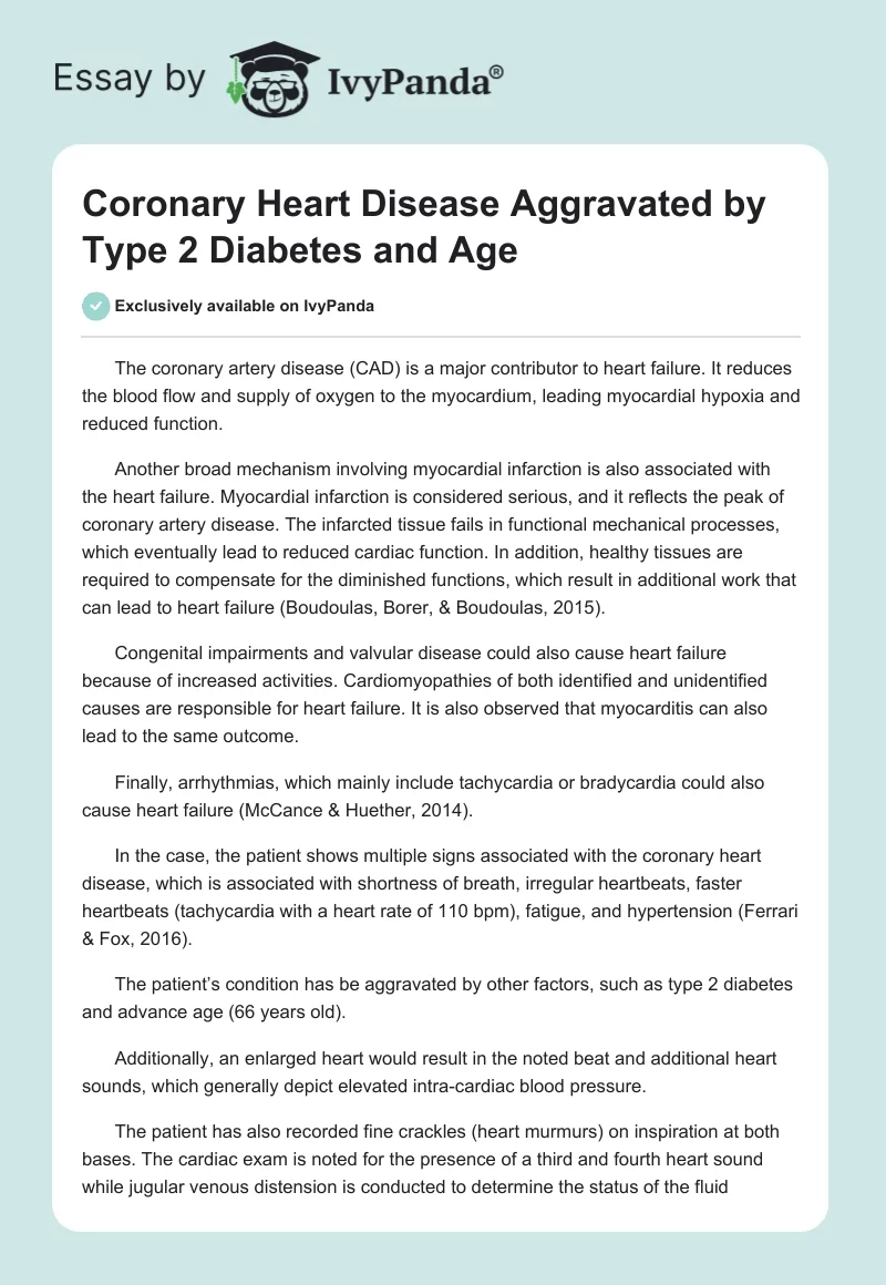 Coronary Heart Disease Aggravated by Type 2 Diabetes and Age. Page 1